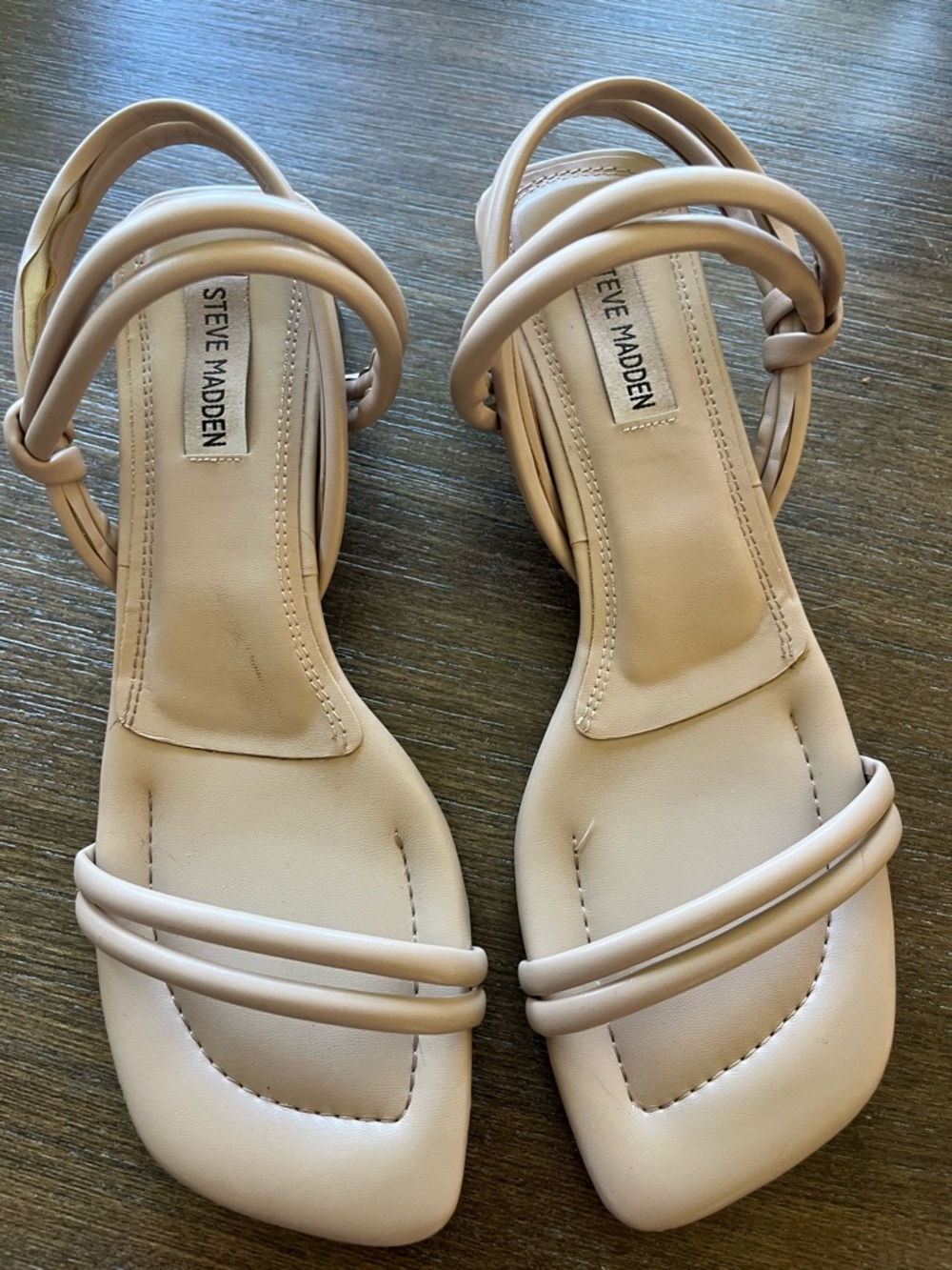 Steve Madden Beige Strappy Square-Toe Sandals